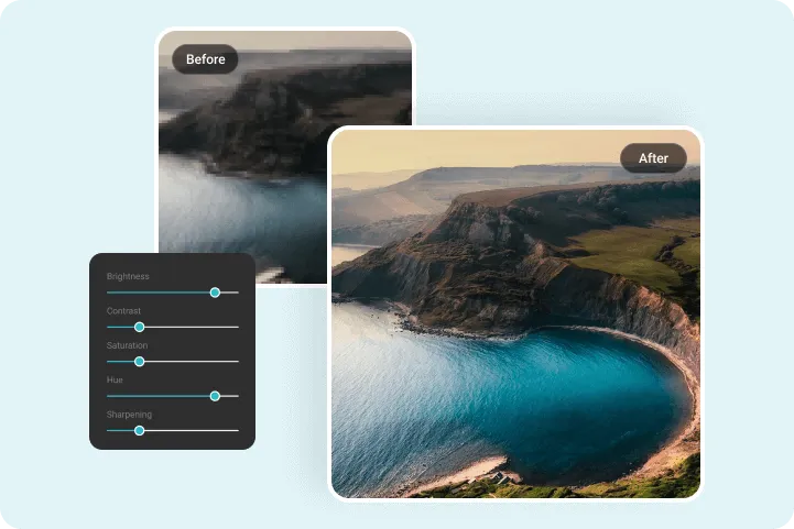 Aumentar la resolución de una foto de lago con comparación antes y después