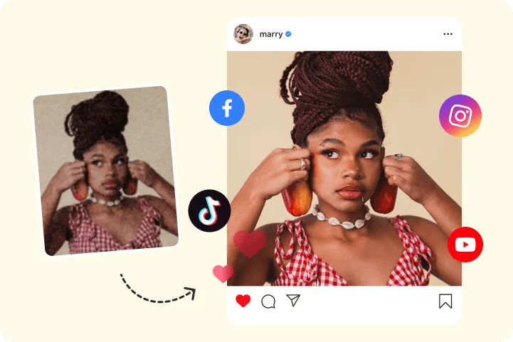 Mejorar la imagen de una chica y compartirla en Instagram y otras plataformas