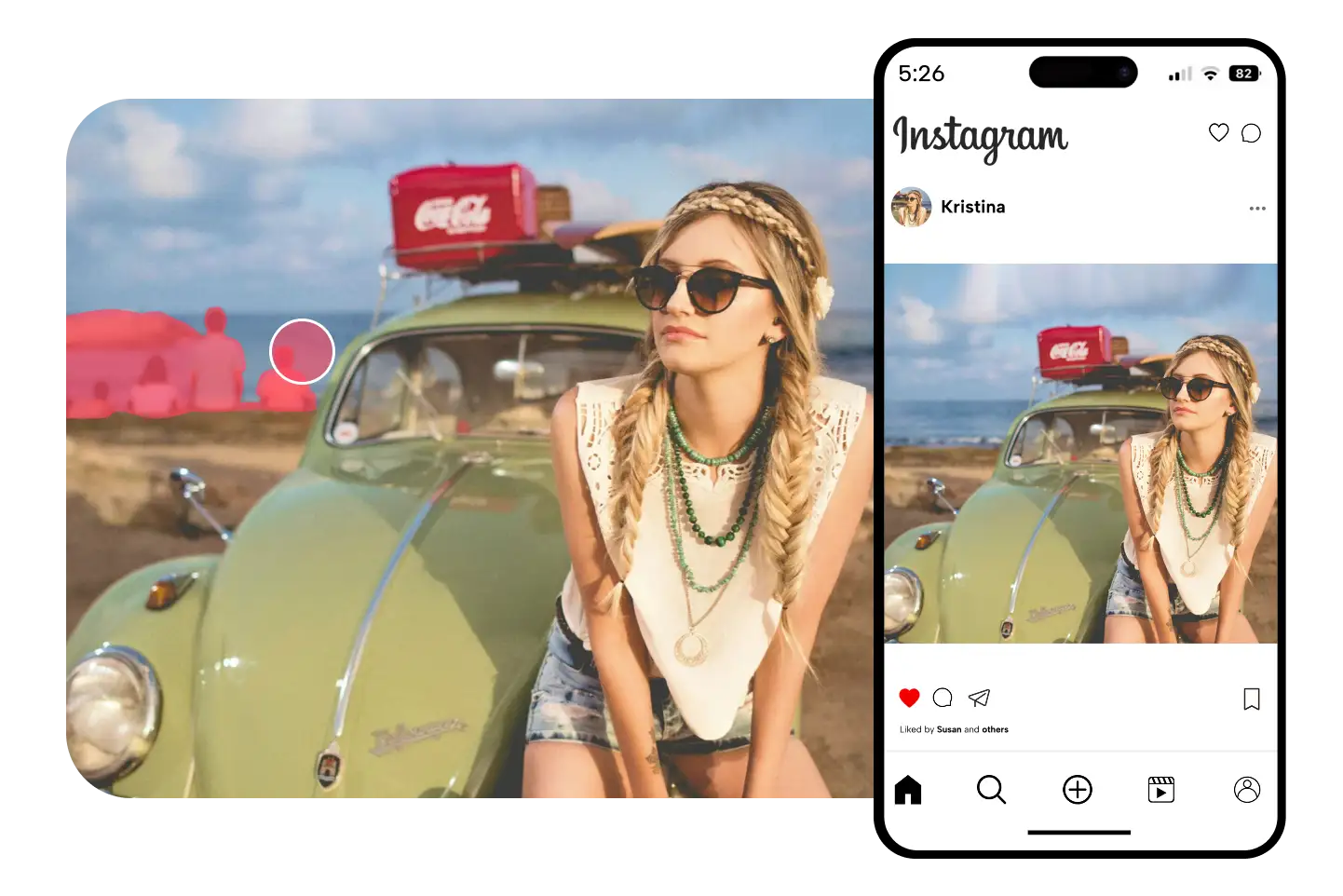 Elimina gente detrás del coche y sube la foto optimizada a Instagram