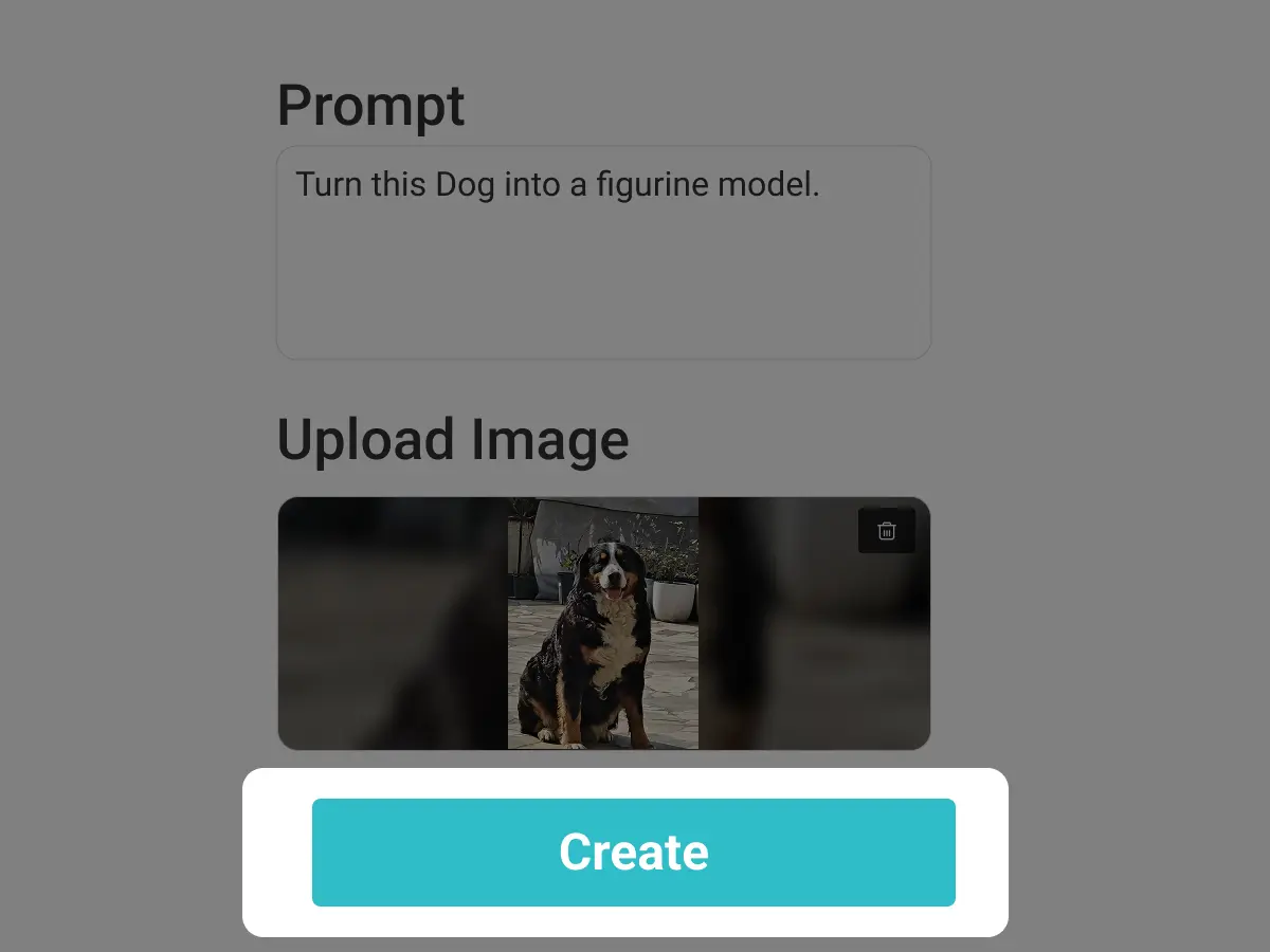 Generated figurine of Bernese Mountain Dog on a desk with product box